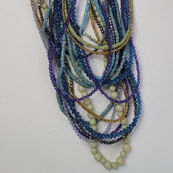 Necklace CHICO'S Multi-Strands Multi-Colors Beads Signed 17" BoHo Elegance - Picture 7 of 13